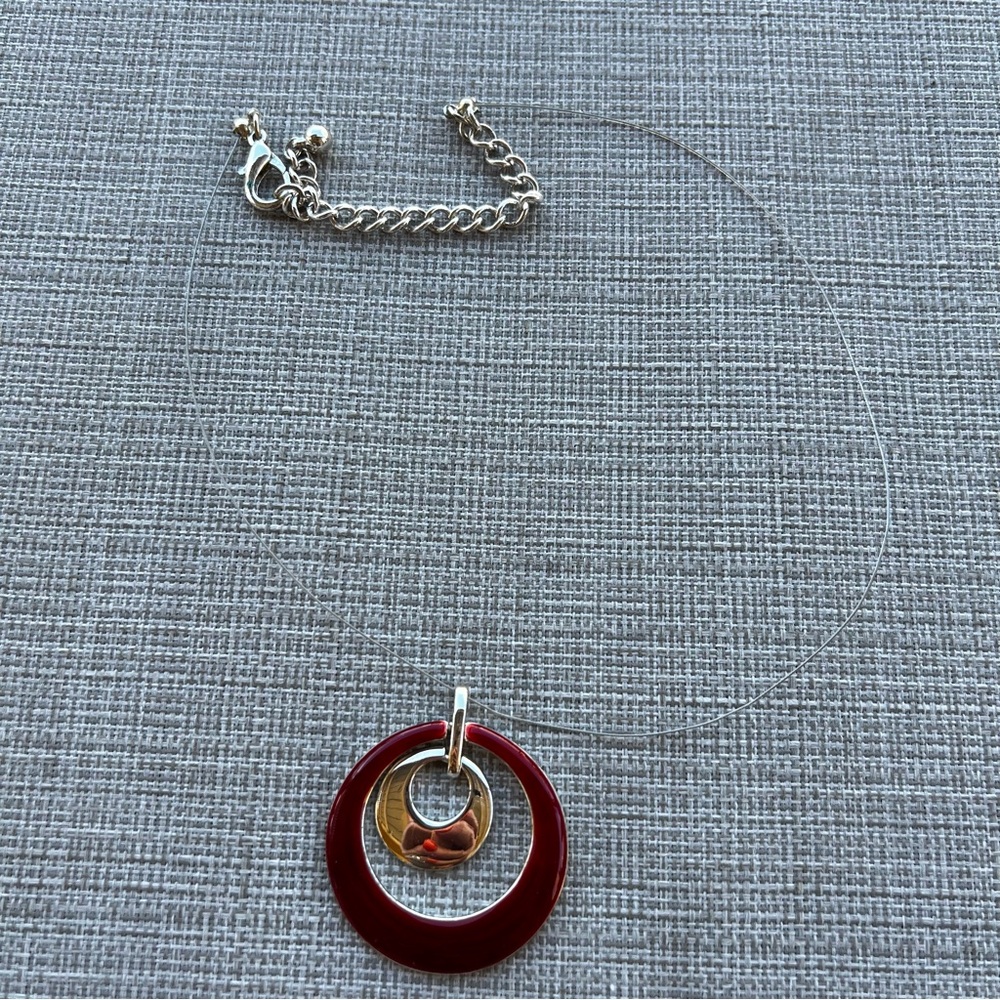 Modern Red and Gold Pendant Necklace - Unbranded